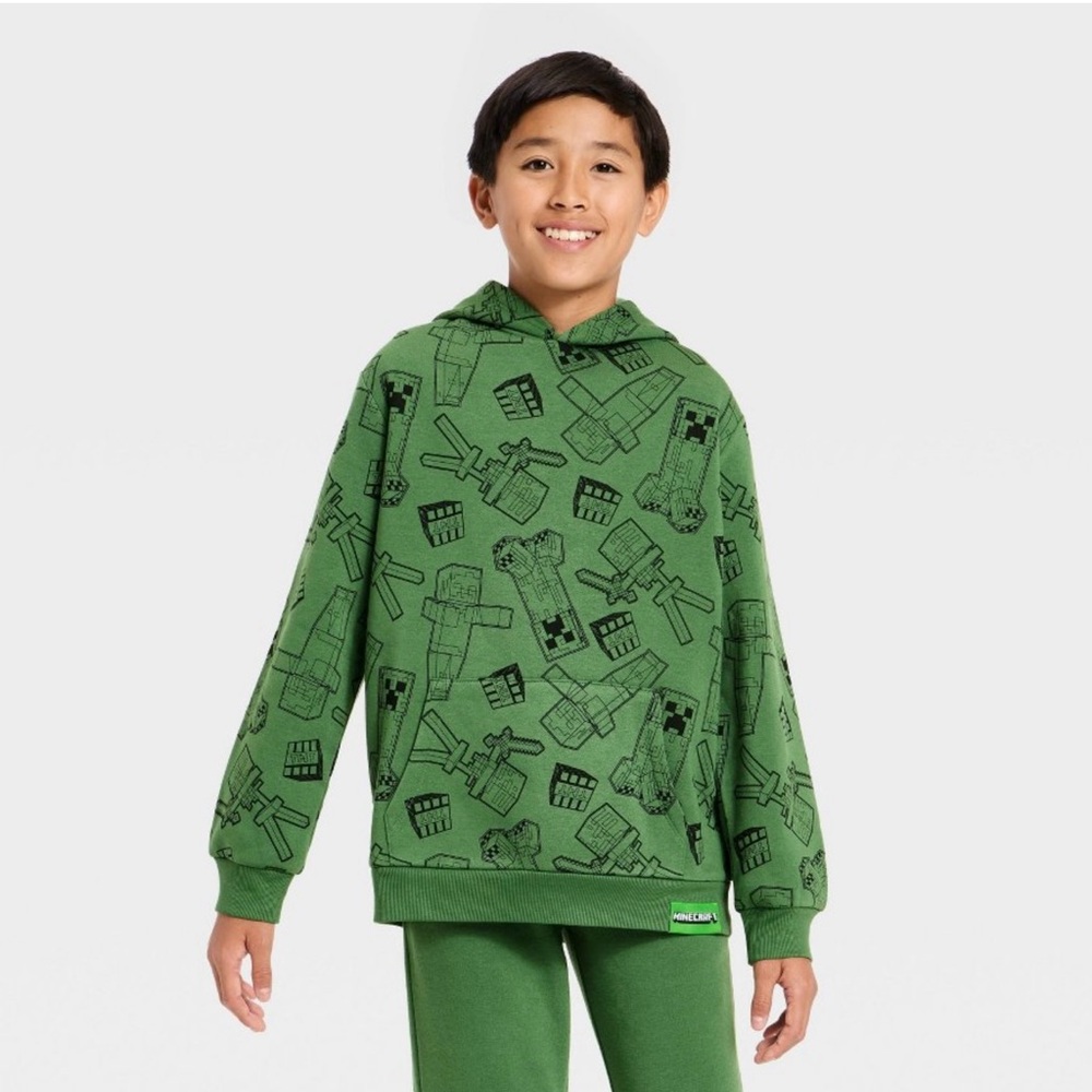 Minecraft Creeper Graphic Fleece Hoodie